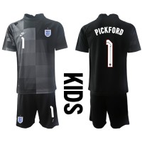 Camiseta Inglaterra Jordan Pickford #1 Portero Primera Equipación Replica Mundial 2022 para niños mangas cortas (+ Pantalones cortos)